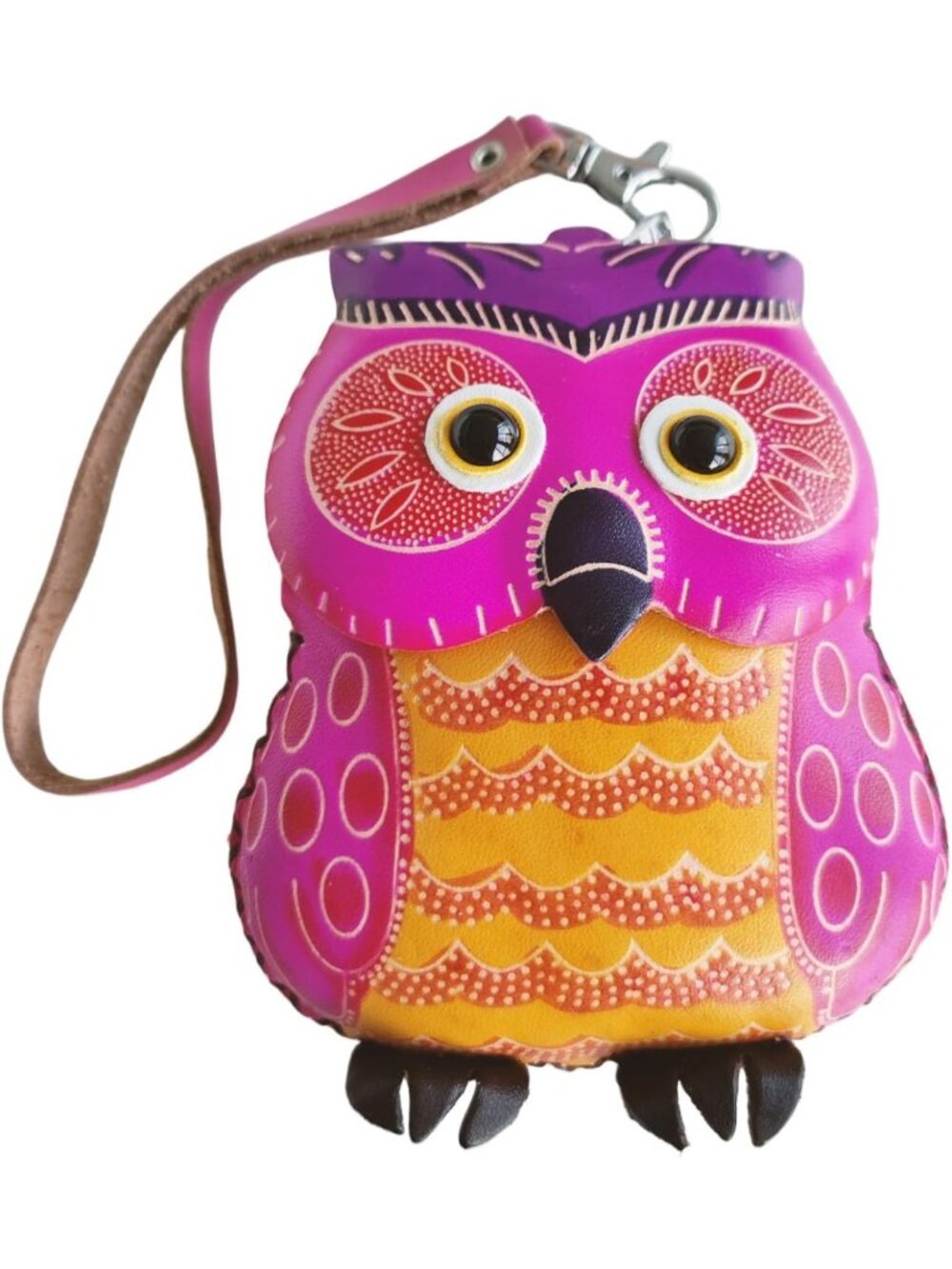 Stylish Leather Zipper Coin Purse Wallet - Owl Design, Mini Handbag & Organizer